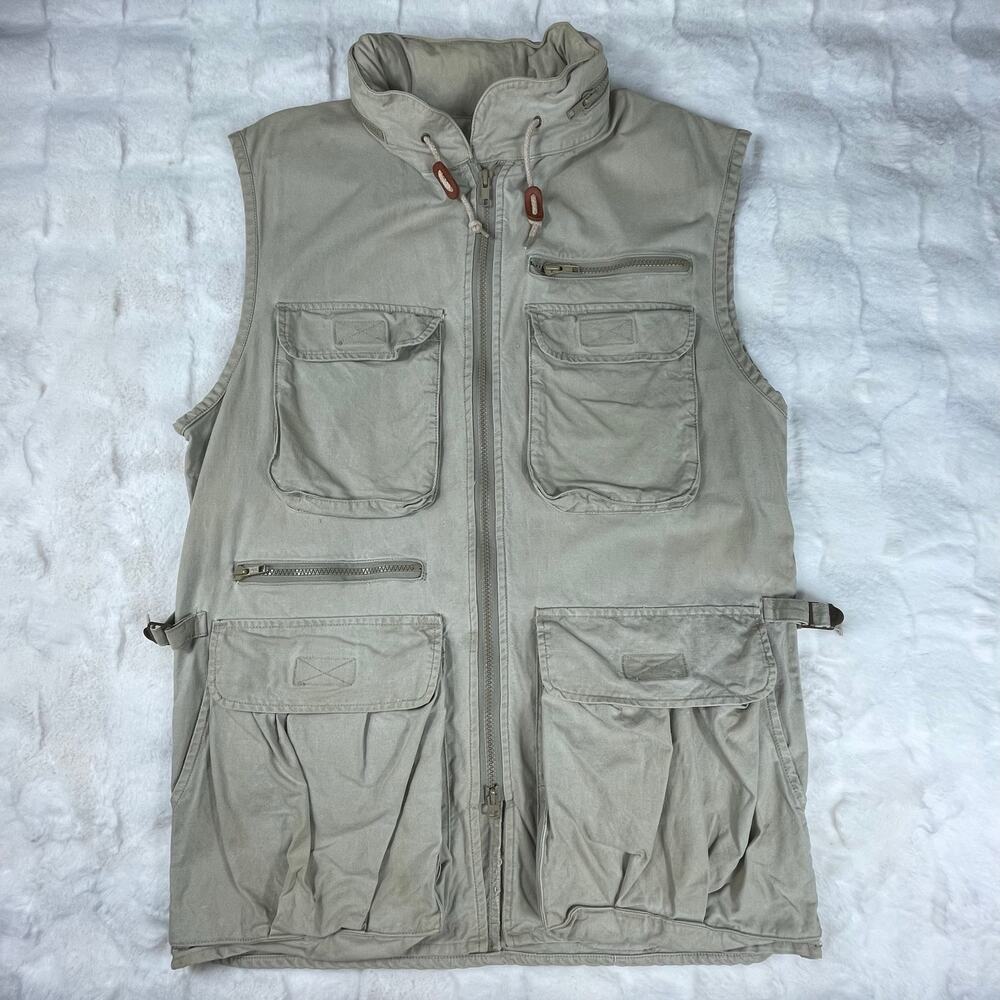 🔥Vintage 80s Banana Republic Safari & Travel Vest Field Khaki-Tan Packable Hood